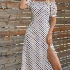 Elegant Polka Dot Off-Shoulder Dress